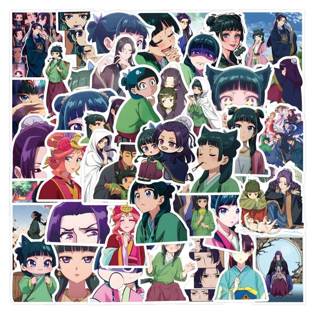 60/120Pcs The Apothecary Diaries Anime Merch Chibi Style Stickers Maomao Jinshi Decorative Journal Water Cup Stickers Fans Gift