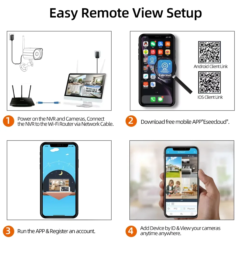EseeCloud 16CH 5MP Bullet Outdoor CCTV Surveillance Set 2-way Audio Wireless WiFi NVR Kit 16 Channel Home Security  System