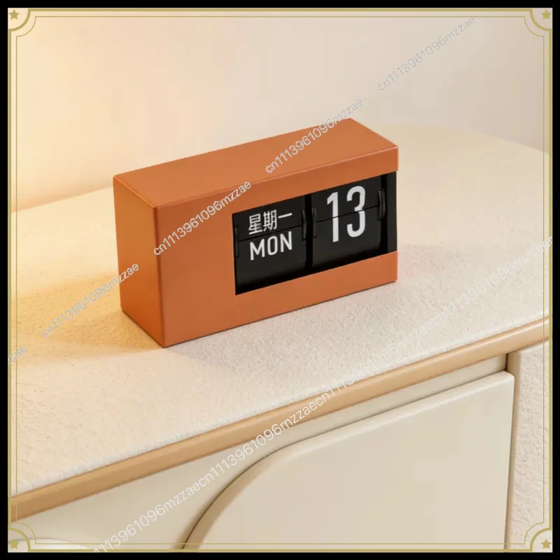 Smart Turning Clock with Calendar Desktop Mechanical Automatic Perpetual Calendar Sunday Calendar Household Practical Turning