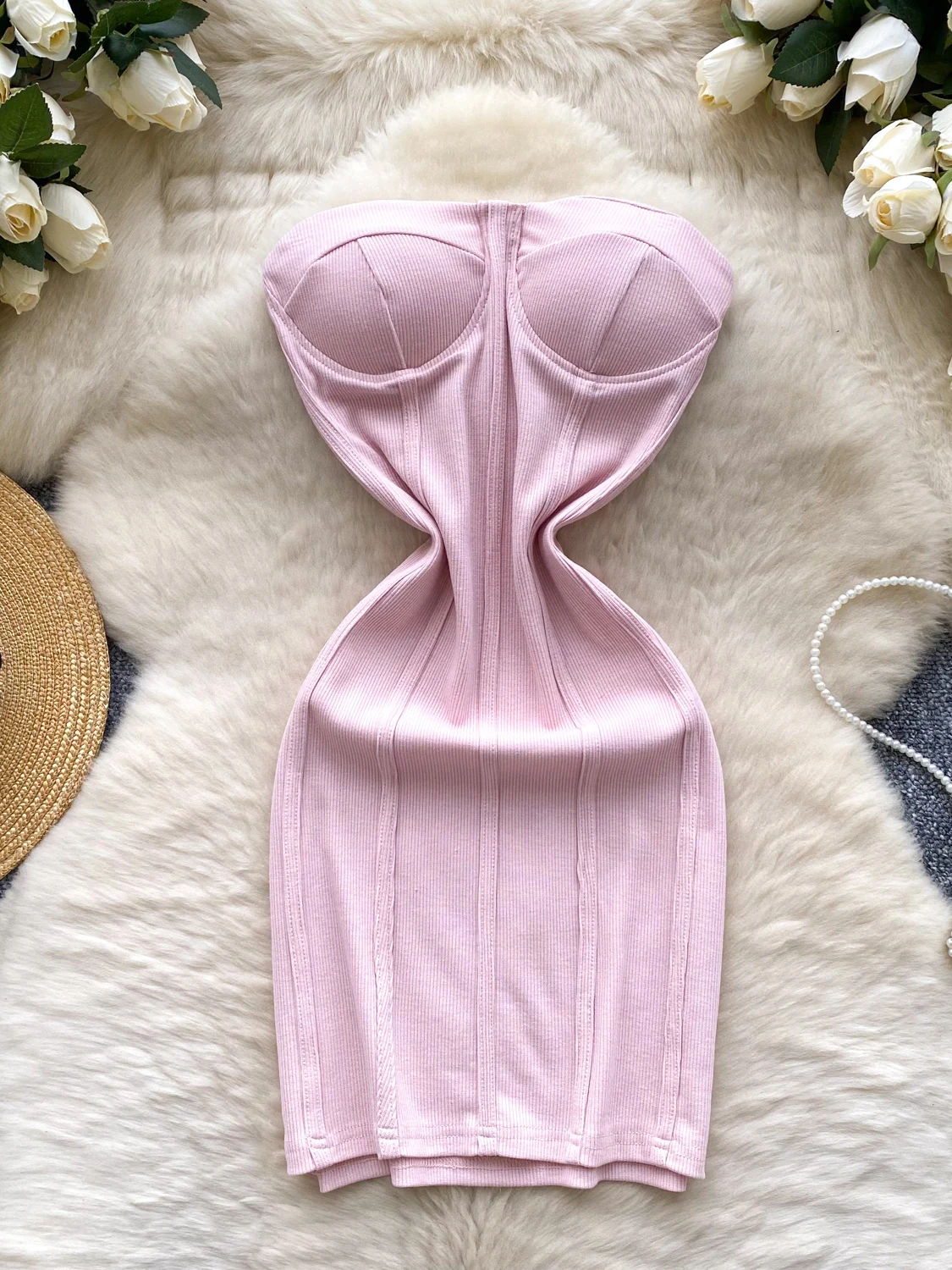 

Women Tube Top Summer 2025 Ins Sleeveless Off The Shoulder Slim Mini Dress Party Club Y2k