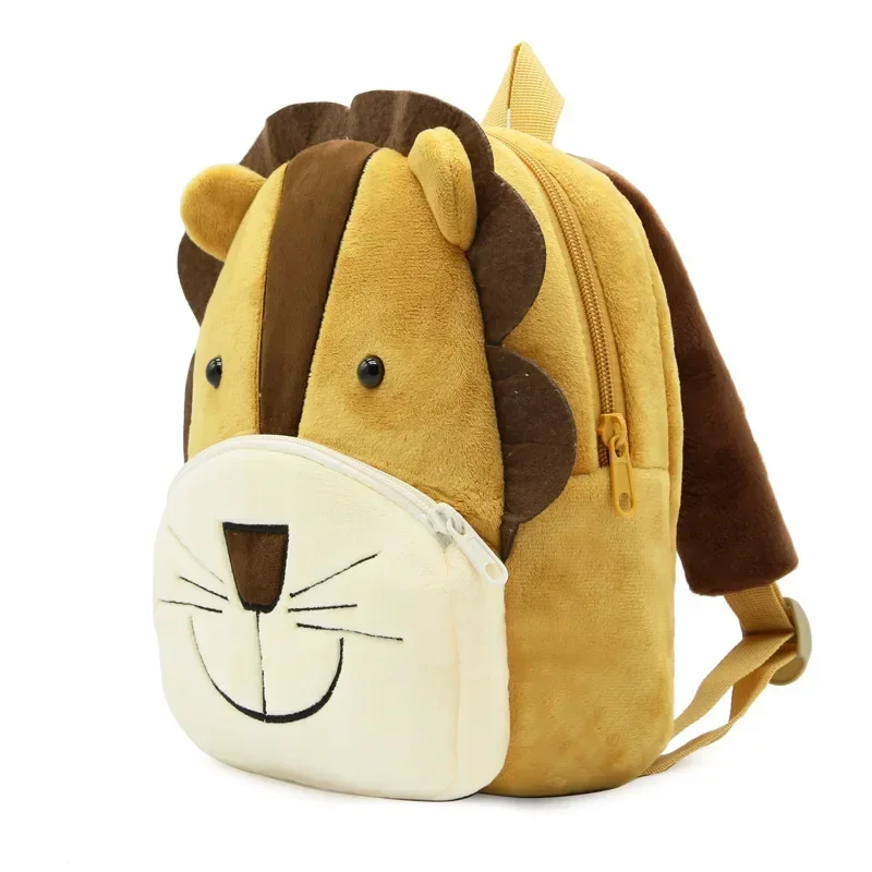 Children School Backpack Cartoon Lion Design Comfortable Soft Plush Material For Toddler Baby Kindergarten Kids Snacks Bag