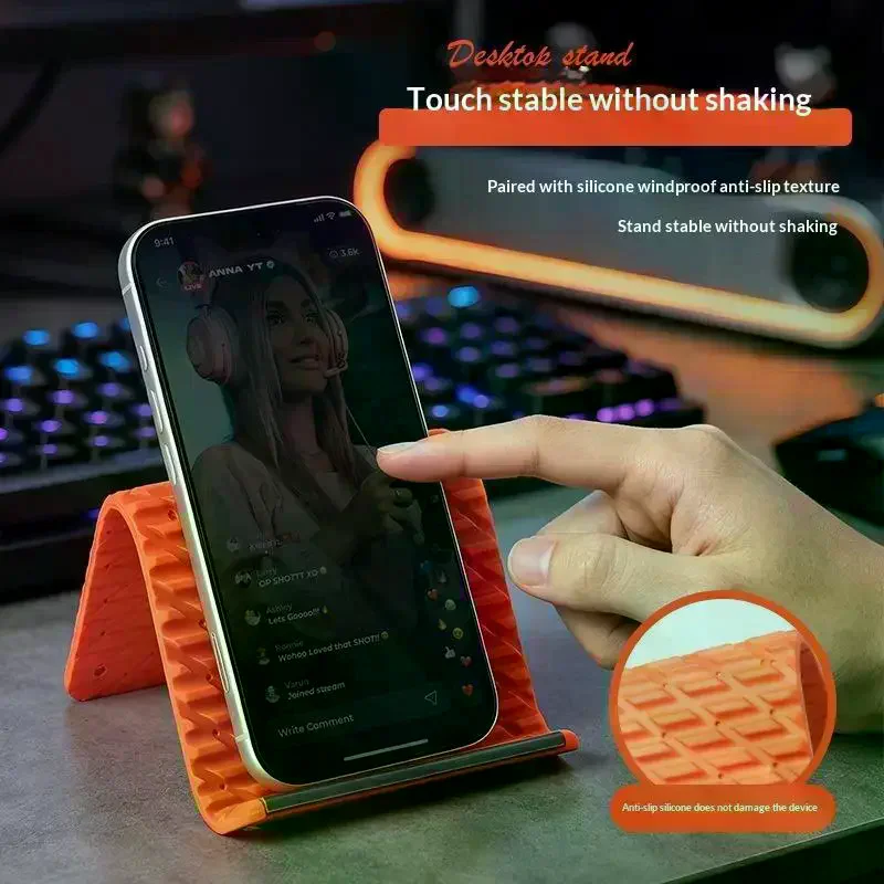 Creative Silicone Phone Stand - Flexible Foldable Transformable Desk Tablet Laptop Holder Travel Accessory 1PC