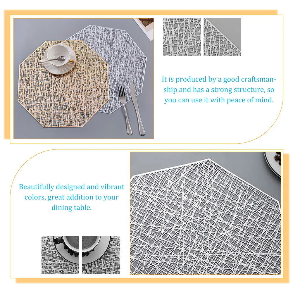 

2Pcs Octagon Shaped Heat Resistant Table Mat Placemat Washable Long Lasting Dining Table Decoration Modern Hollowed