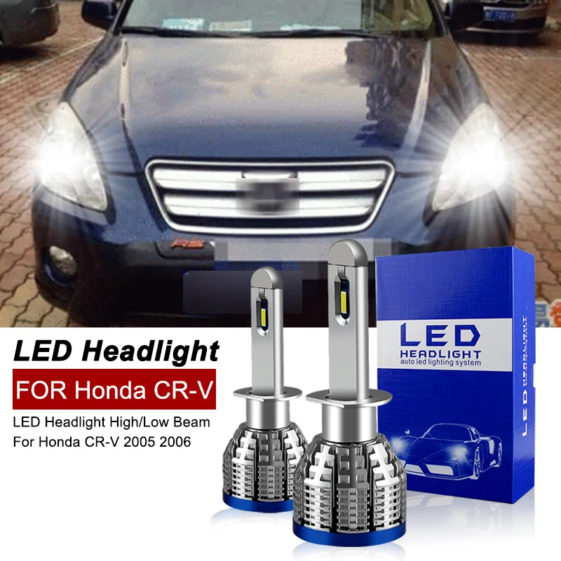 

2PCS 30000lm For Honda CR-V CRV 2005 2006 Car LED Headlight Bulbs High Beams H1 Low Beams H1 High quality CANbus 6000k