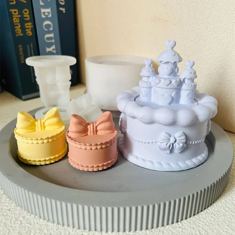 Dream Castle Kerze Glas Betonform Große Rose Aufbewahrungsbox Epoxidharzform Schleife Kerzenständer Ringhalter Gips Töpfe Form
