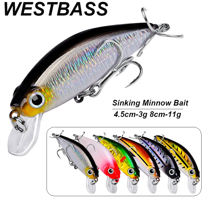 WESTBASS 1PC Silent Minnow Bait 3g-11g Trolling Fishing Lure Sinking Hard Wobbler Swimbait Isca Jerkbait cebos angeln zubehor