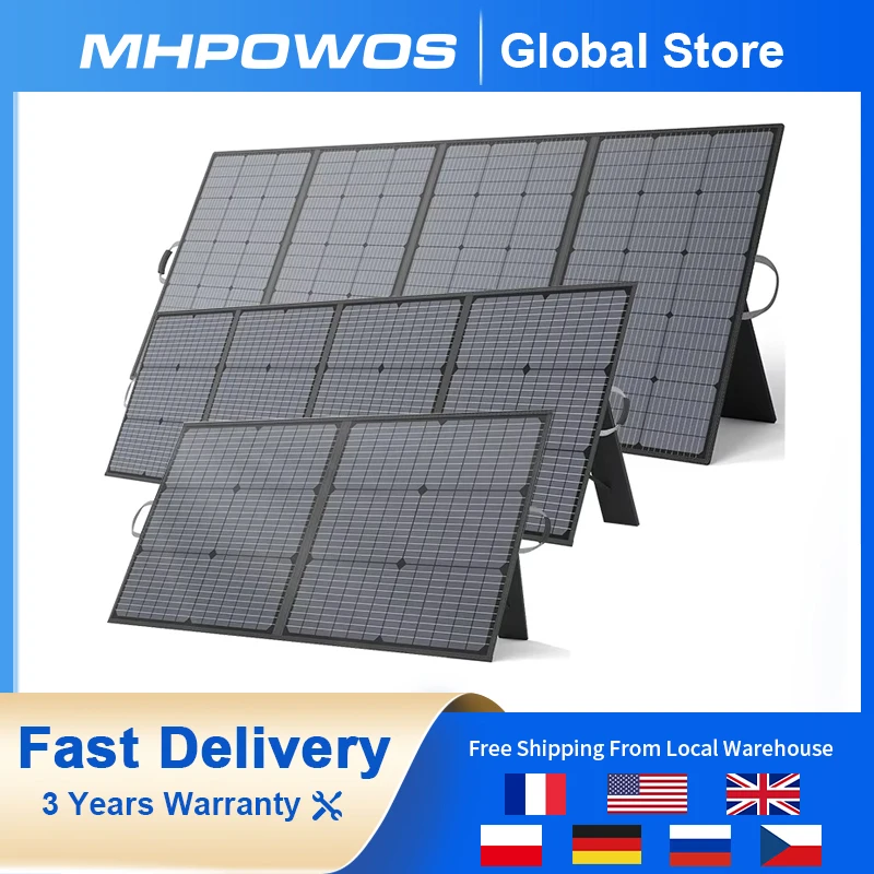 

MHPOWOS 400W 220W 110W Lightweight Portable Solar Handbag, Foldable Solar Panel with Kickstands for RV,Camping, Off Grid System