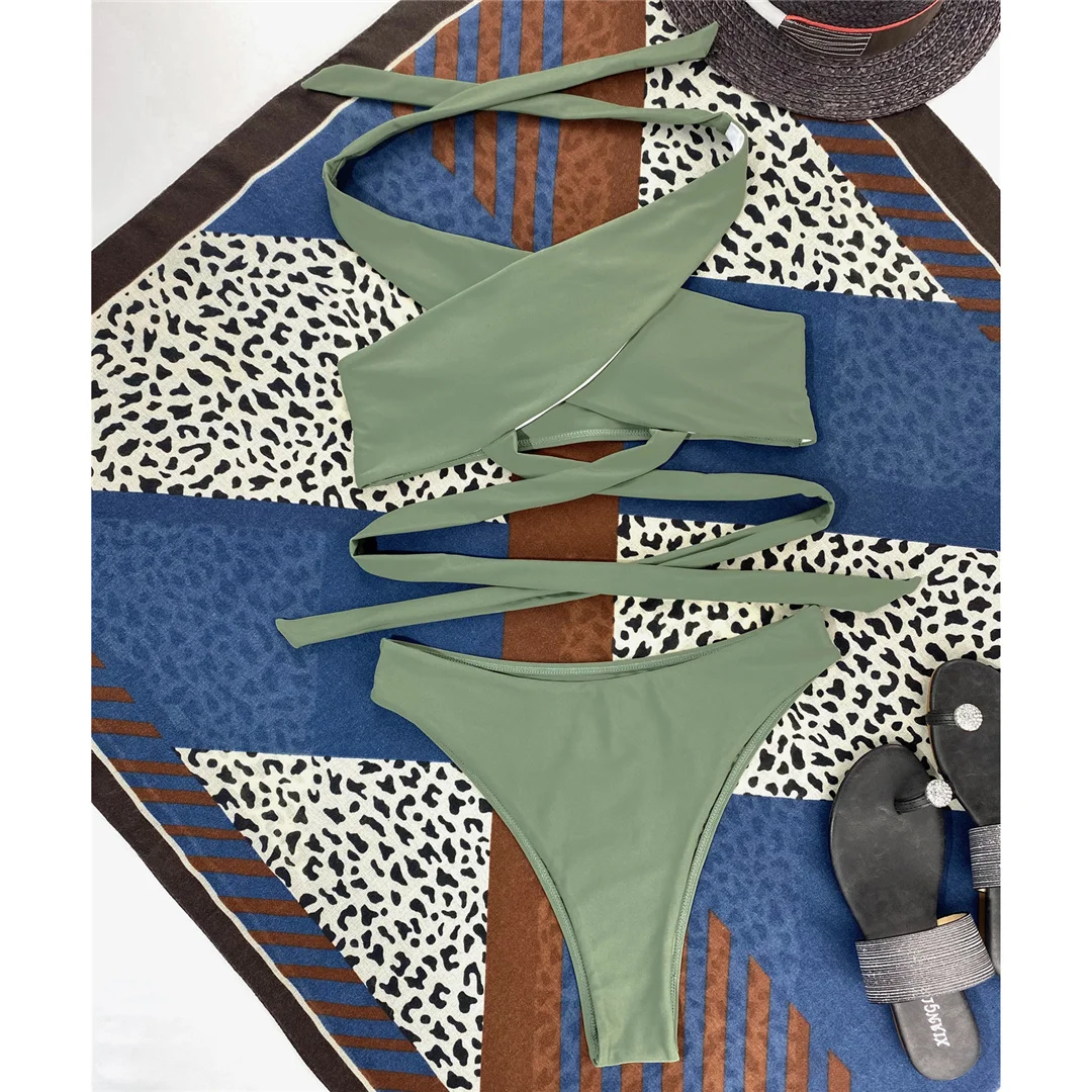 Neue 5-Farben-Bikini-Sets für Damen, zweiteiliger Badeanzug, weiß, mit Ausschnitten, brasilianischer Badeanzug, Badebekleidung, Modell V3366B – Detail 39