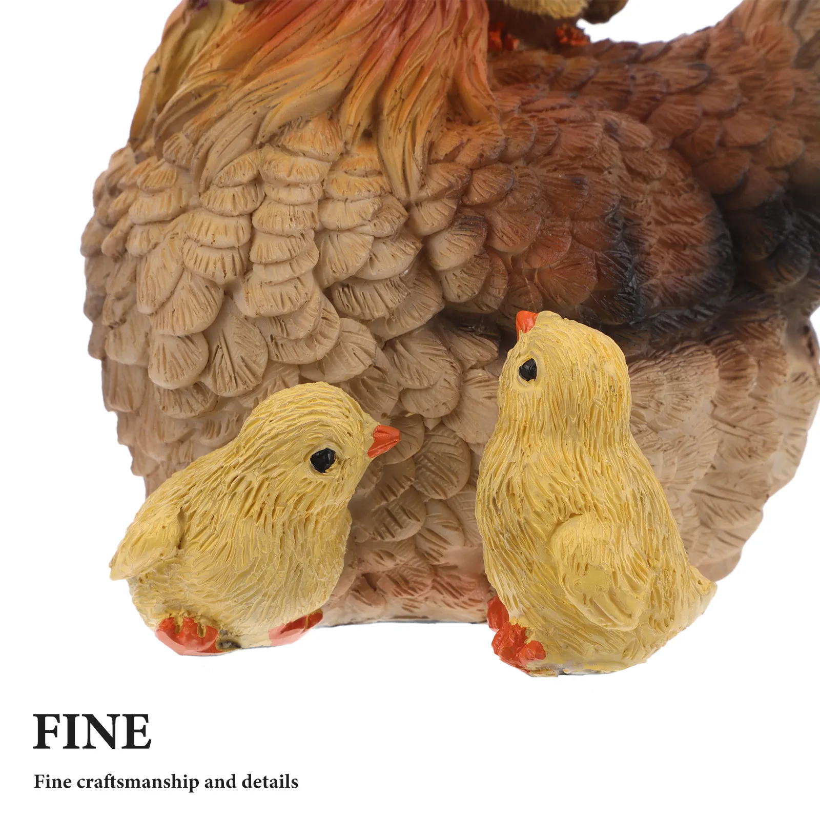 1Set Resin Hen Statue Lifelike Craft Garden Ornament Country Style Outdoor Decor Weatherproof Chicken Sculpture Resin Chicken