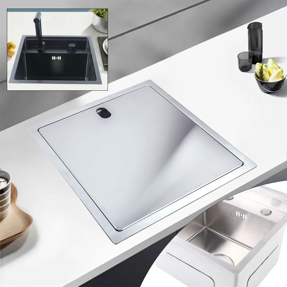 접이식 수도꼭지 커버 배수관 및 스트레이너가 포함된 숨겨진 RV 주방 싱크대 바 싱크대 풀세트 소형 스테인리스 스틸 싱크대