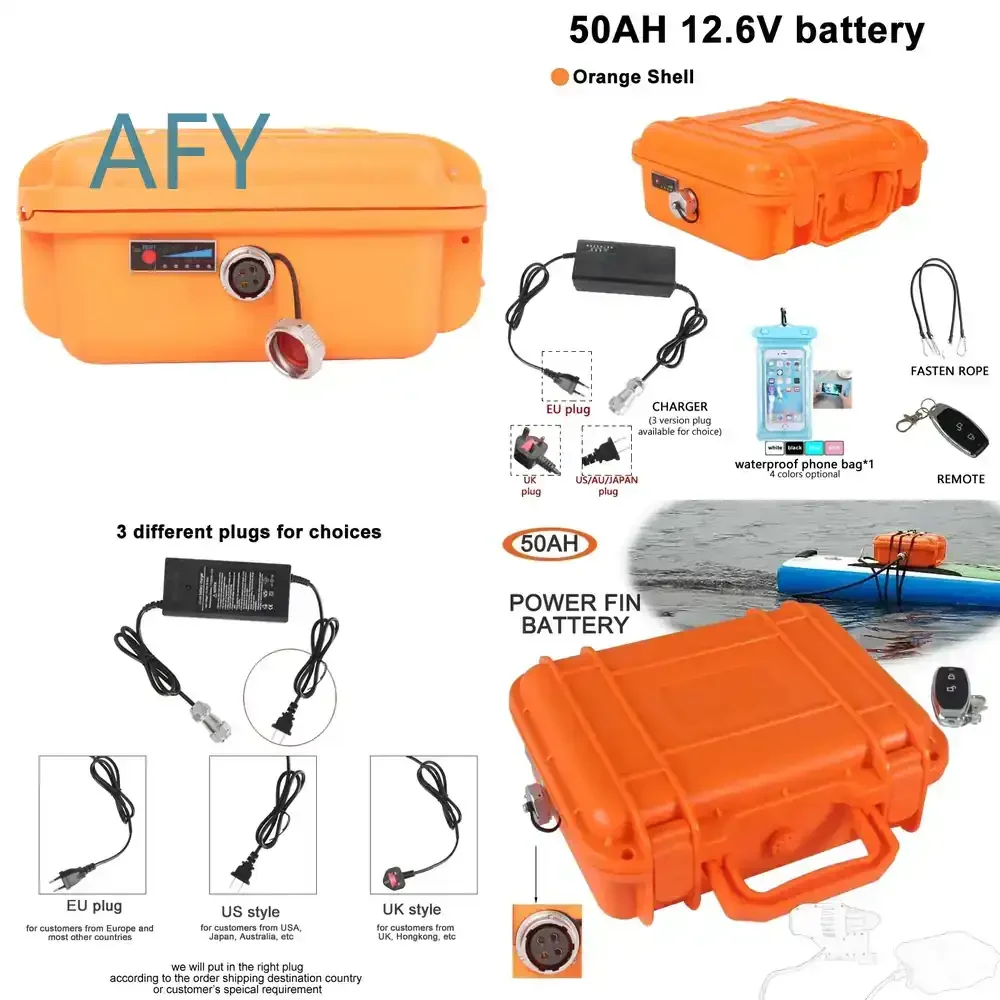 Caja de Batería de Litio de 12V 50AH para Tabla de SUP BLUEDRIVE, Kayak, Motor, Aleta Eléctrica, Scooter Eléctrico, Bicicleta Eléctrica, Energía Portátil