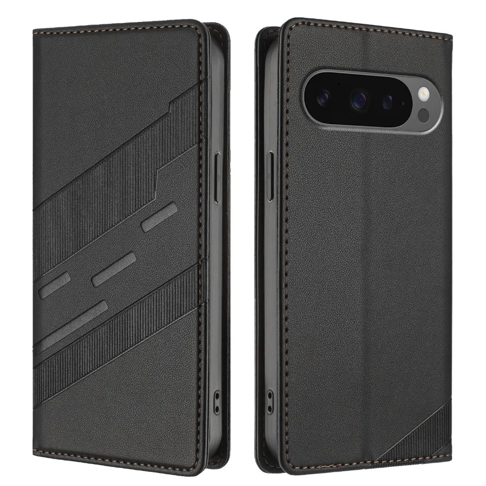 Funda de cuero con imán para Google Pixel 10 Pro XL 5G 2025, Funda de lujo con textura de libro, Funda Pixel 9A 9 Pro 8 7 A 6 6A 7A 8A