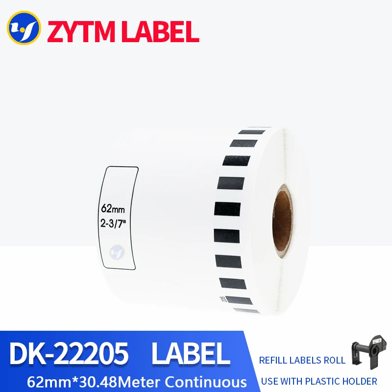 10 Rolls Brother Compatible DK-22205/DK-44605 Label 62mm*30.48M Continuous for Thermal Printer QL-700/QL-800/QL-1100/QL-1110NWB