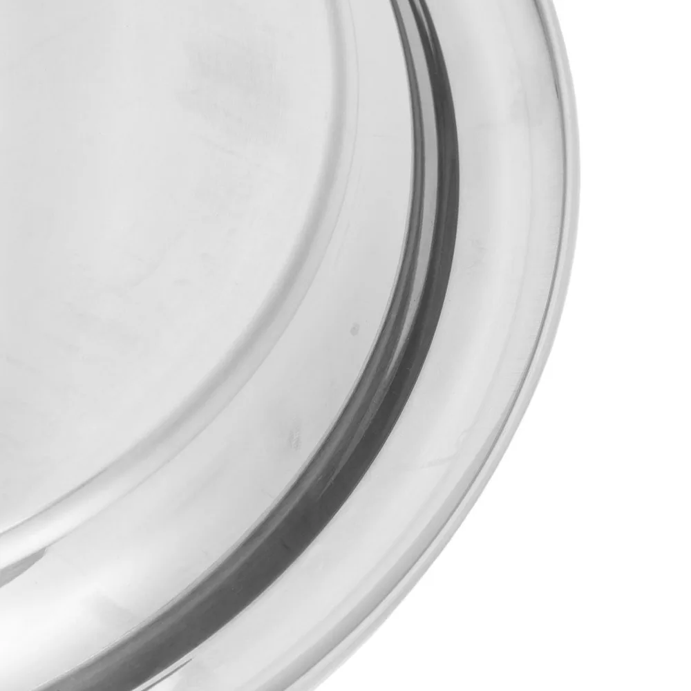 Polished Rustless Steel Serving Tray Smooth Round Metal Tray Raised Anti Spill Practical Display Plate For Drinks