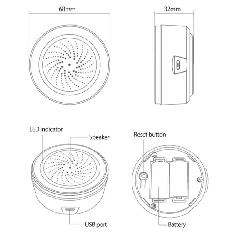 Zigbee NEO 90DB Sound And Light Sensor Tuya Smart Life Built-In Siren Alarm Sensor Tuya Smart Sound And Light Sensor