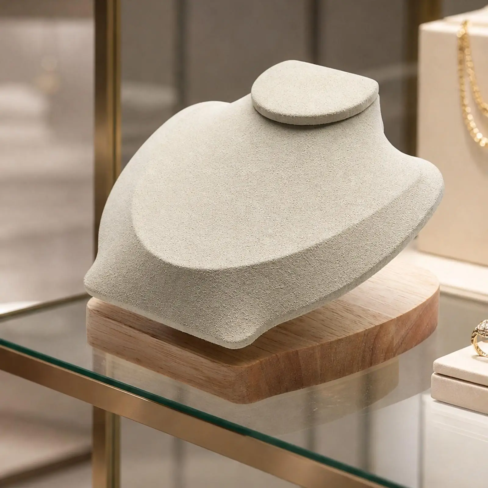 necklace-organizer-display-stand-solid-wood-base-velvet-bust-for-jewelry-store-showcase