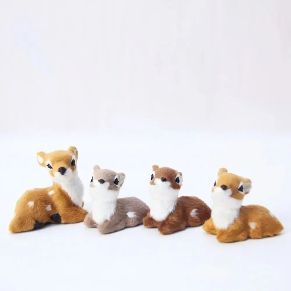 Vivid Artificial Fur PVC Imitation Sika Deer Grey Brown Mini Style Fairy Garden Miniatures Artificial Deer Reindeer Home Decor