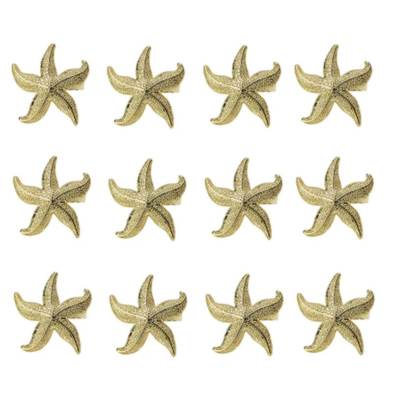 Starfish Napkin Rings 12 Gold Nautical Summer Wedding Party Beach Table Decor Durable Easy To Use