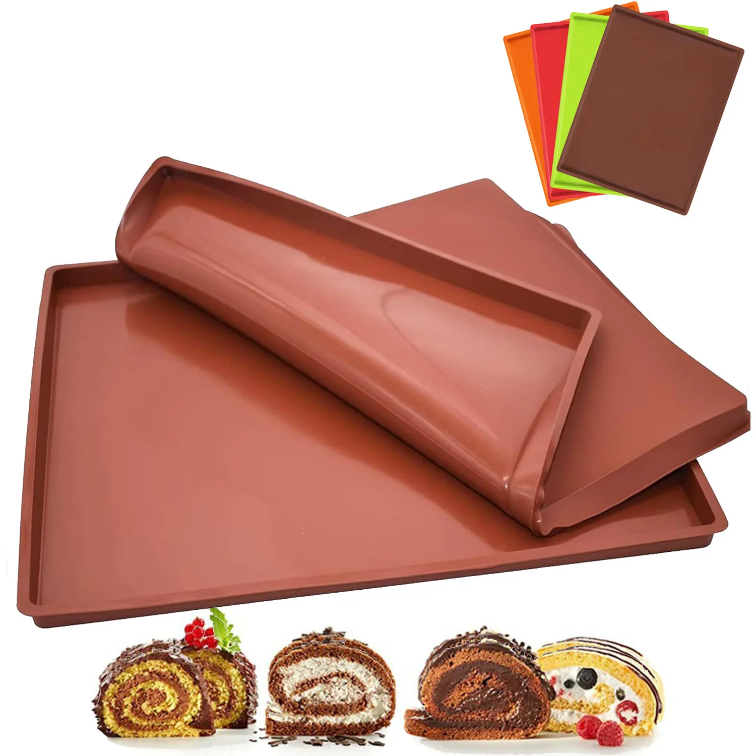 Silicone Baking Tray Rolling Mat Molds Macaron Non-Stick Cake Swiss Roll Pad for Oven Microwave Cooking Cookie Pastry Plate