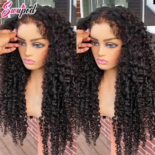 Imagen 2 del producto 250% 5x7 sin pegamento 13x 4/13x6 Hd pelucas frontales de encaje rizado prearrancado agua Jerry Remy 4x4 cierre cabello humano línea de cabello de bebé Go