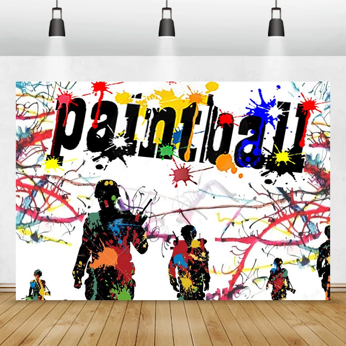 7x5ft Colorful Painting Backdrop Shooting Game Photography Background Paintball Party Wallpaper Photo Booth Prop Team Building