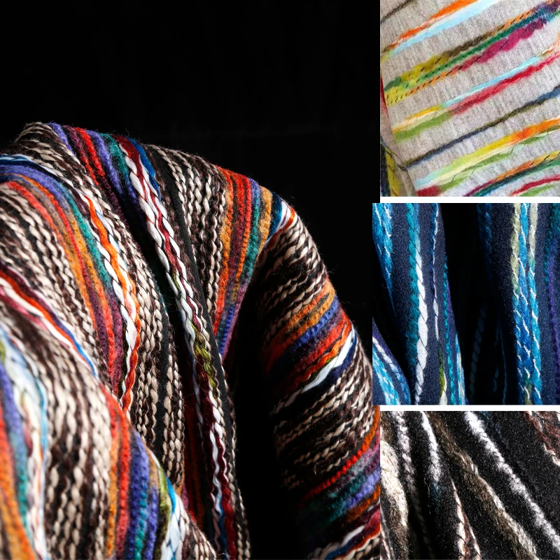 

National Garment Heavy Embroidered Fabric Striped Knitted Jacquard Fabrics for Diy Sewing Home Design By The Meter