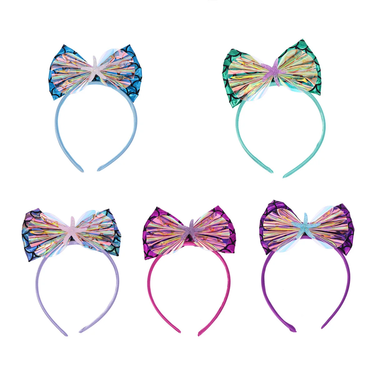 

Повязка на голову с узлом-бабочкой, зеленая рыбья чешуя, дизайн, детский легкий обруч для волос для фестиваля, вечеринки, Рождества, косплея, реквизит для фотосессии