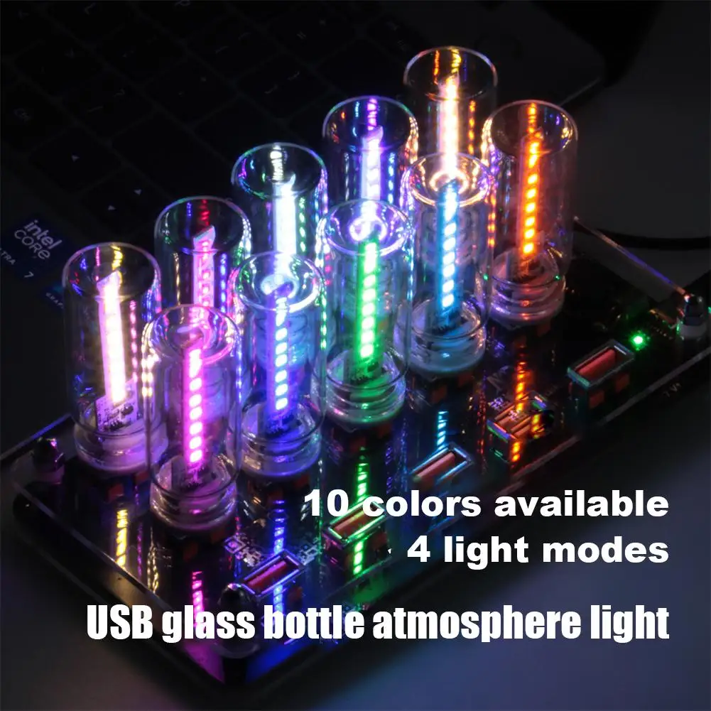 

Car USB Atmosphere Light Clear/Frosted Glass Night Colorful Decorative Plug Retro Light Portable Lamps C1Q0