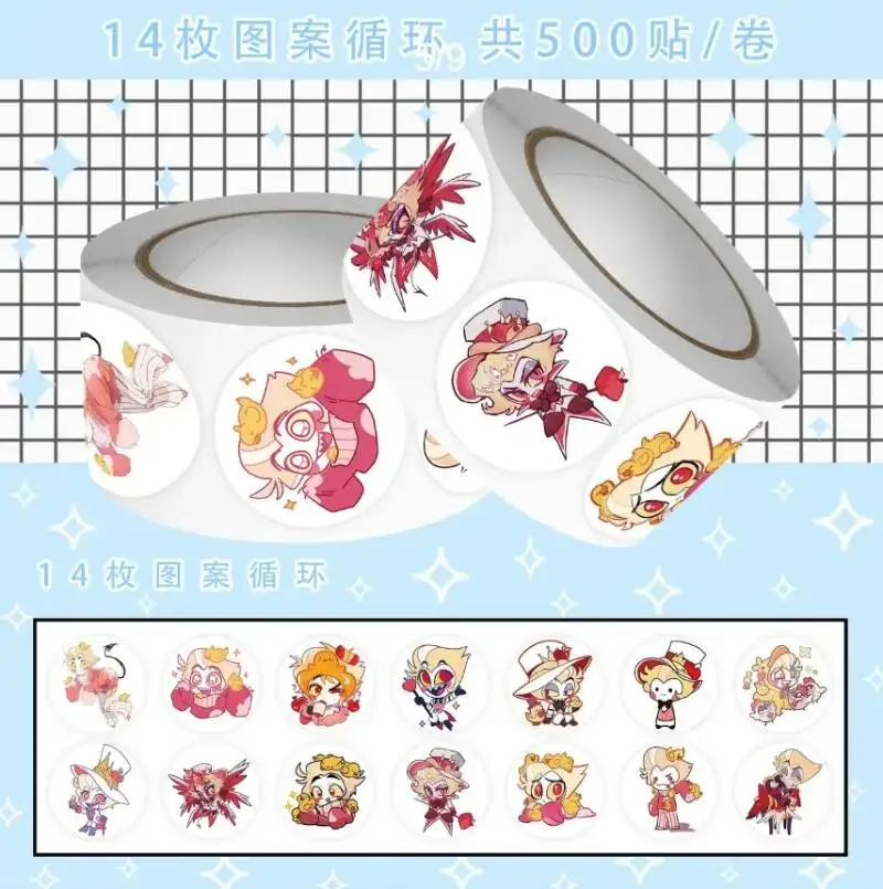 500Pc/Roll Cartoon Sticker Circle Kids Stickers For Journaling Laptop Acg Envelope Scrapbook Car Motorcycle Decal view 4