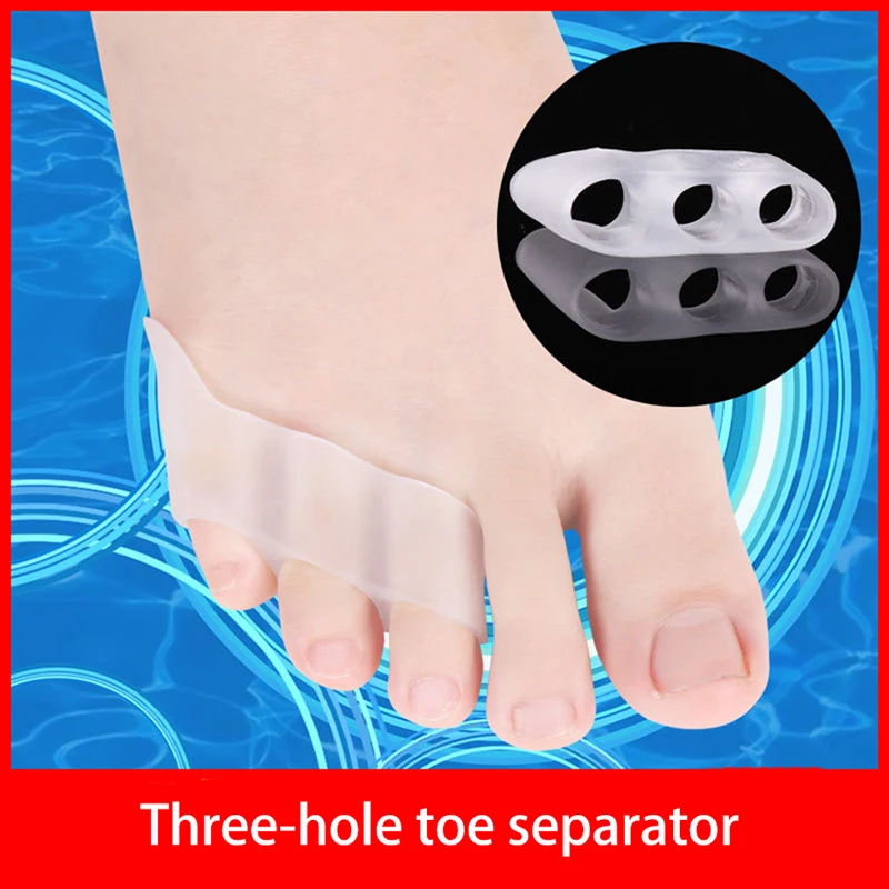 2pcs/pair Toe Separator Adjuster Silicone 3 Holes Toe Splitter Correction Foot Care Tools For Women Girls Pedicure Divider Care