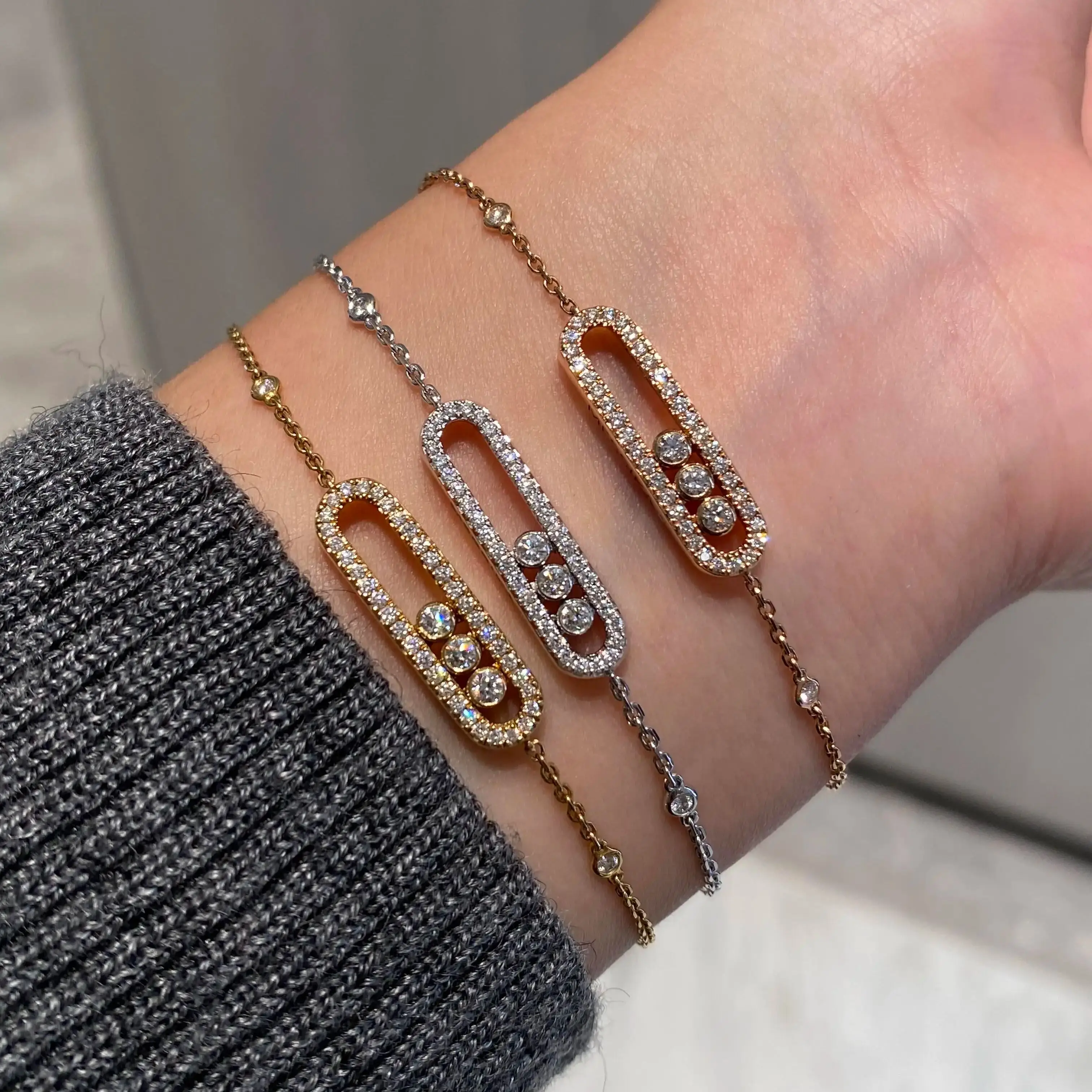 

Лидер продаж, модный женский скользящий браслет из стерлингового серебра 925 пробы, классический подвижный ромбовидный дизайн, высококачественный праздничный подарок для вечеринки