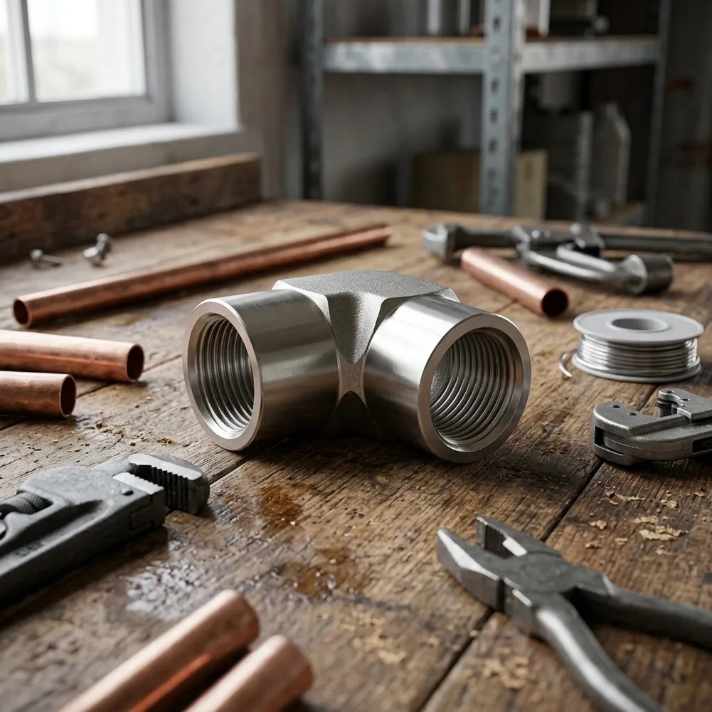 Industrial 3/4in 304 Stainless Steel 90 Degree Elbow Fitting NPT Female x Female High Pressure Pipe Connection Adapter