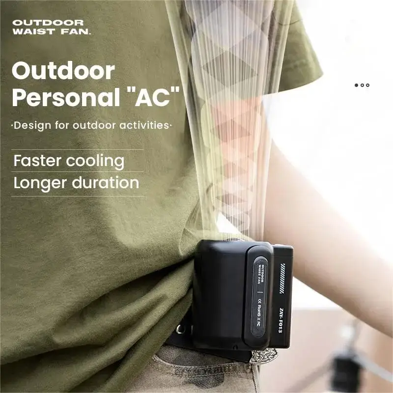 

Portable Fan Rechargeable Strong Personal Waist Fan Hands-Free Hanging Neck Fan Wearable Belt Fan For Camping Outdoor Jobsite