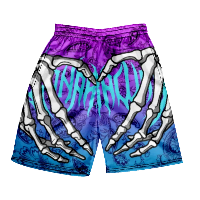 2024 Summer Classic Skull Beach Short Pants New Fashion Skeleton Hand Print Men Women Gym Shorts Quick Drying Trunks Ice Shorts