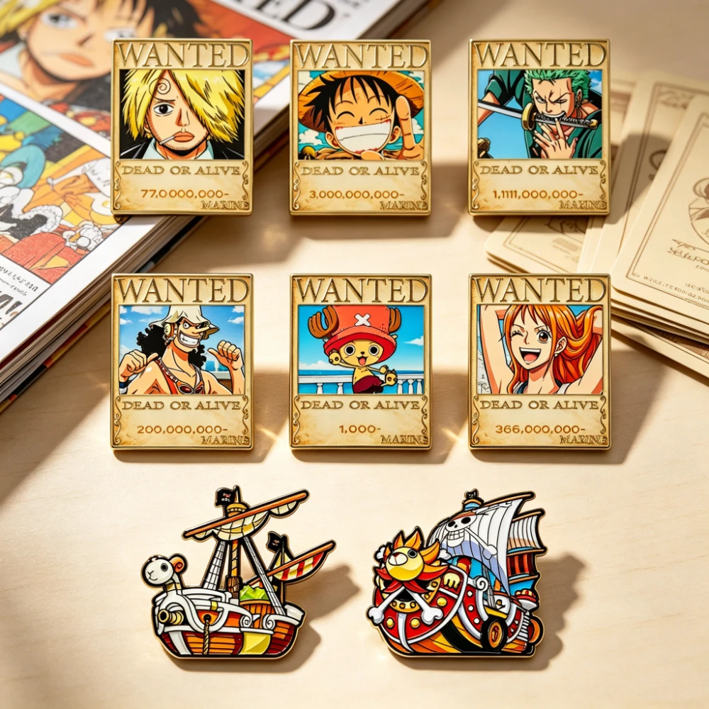 8pcs One Piece Luffy Anime Lapel Pins Set Enamel Brooches for Backpack Men Women Jewelry Accessory Cool Anime Badges