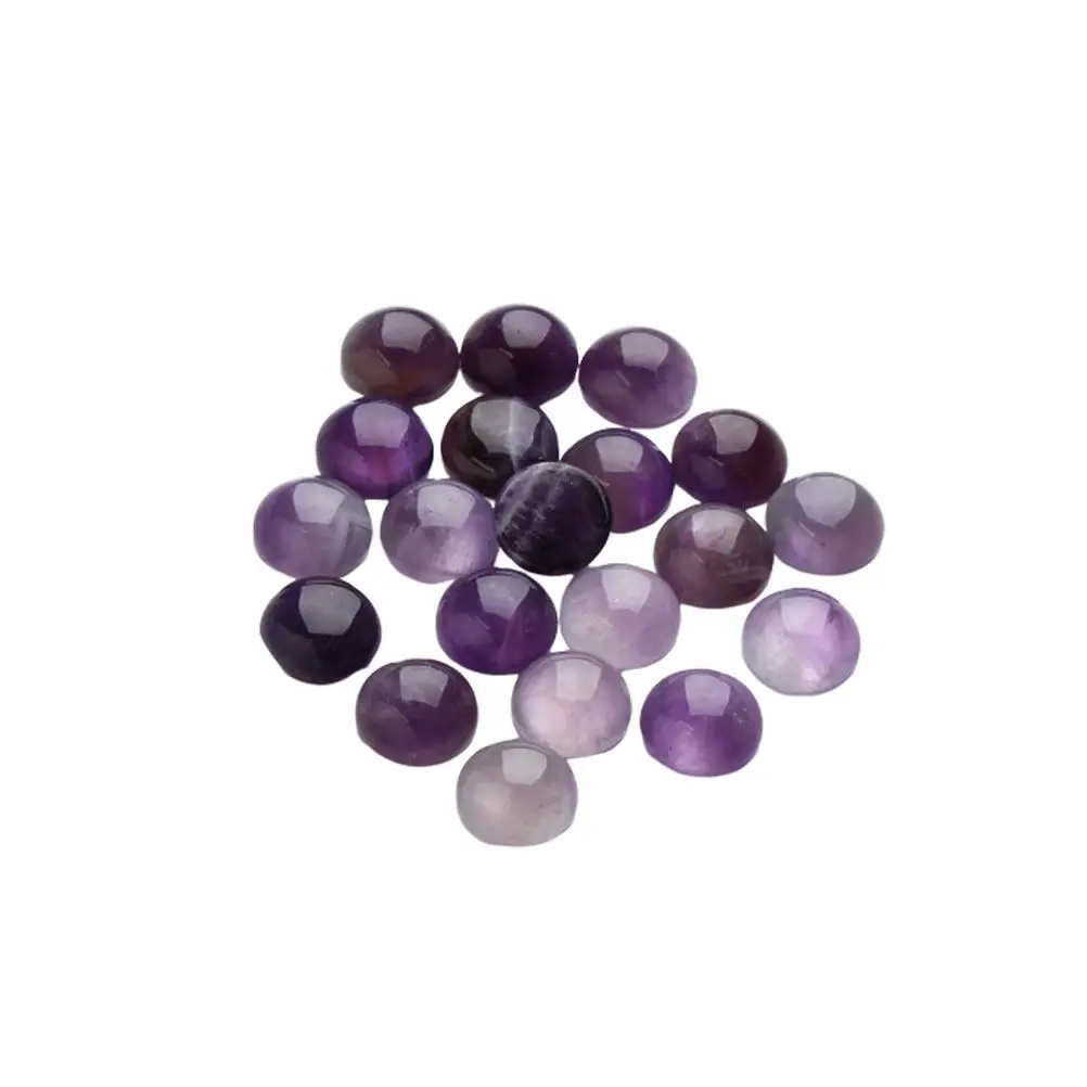 20Pcs Purple Crystal Cabochons Round Glass Patch Unique Pattern Flat Base for Jewelry Craft DIY Decoration Accessories