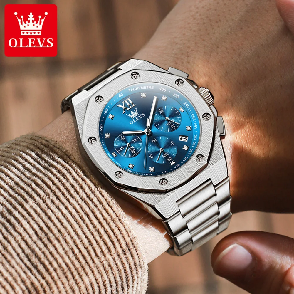 OLEVS 3626 Original Fashion Quartz Watch For Men Chronograph Luxury Date Wristwatch Top Brand Waterproof Luminous Man Watches