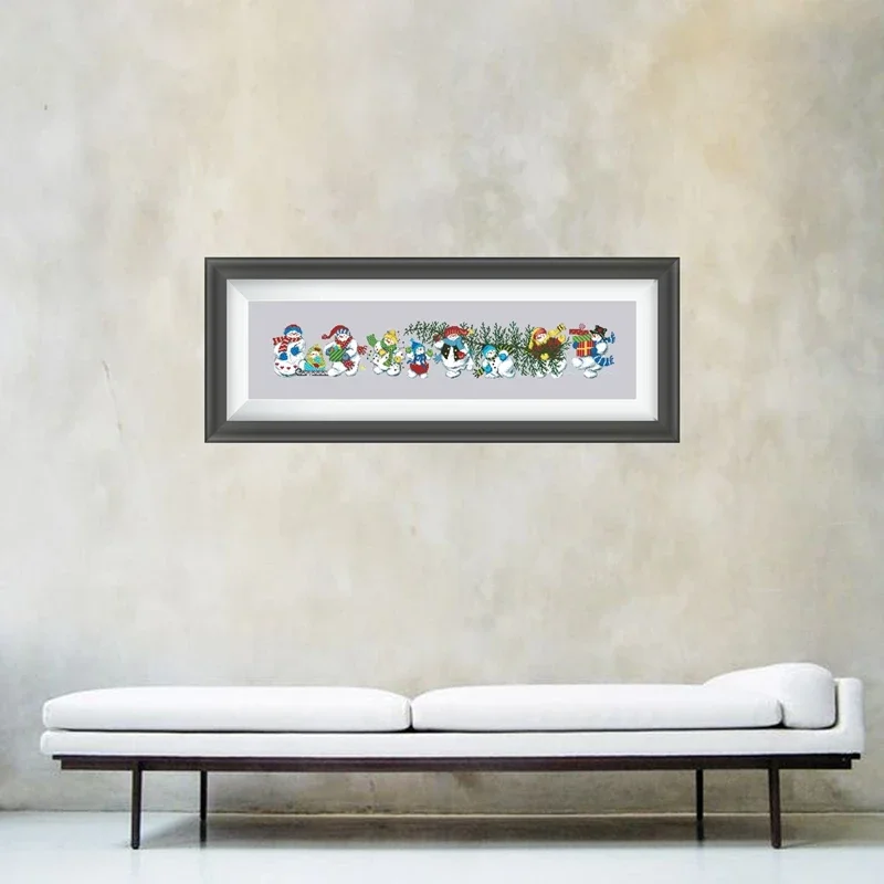 

Снеговик с деревом, посылка для вышивки крестиком, мультфильм, 18 карат, 14 карат, 11 карат, серебряный холст, хлопковая вышивка, сделай сам, рукоделие ручной работы