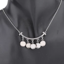 2pcs Stainless Steel Chain Necklace Base Blanks Fit 8mm Cabochon Pendant Bezel Setting Trays Diy Jewelry Making Accessories