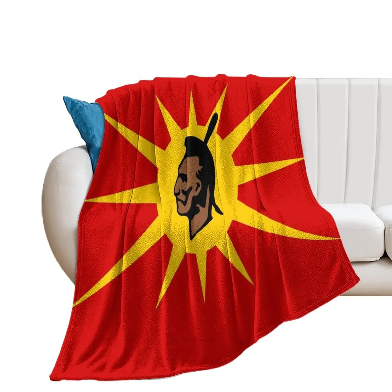 

Mohawk Warrior Flag Iroquois Canada and USA yellow and red background HD High Quality Throw Blanket Sleeping Bag anime Blankets