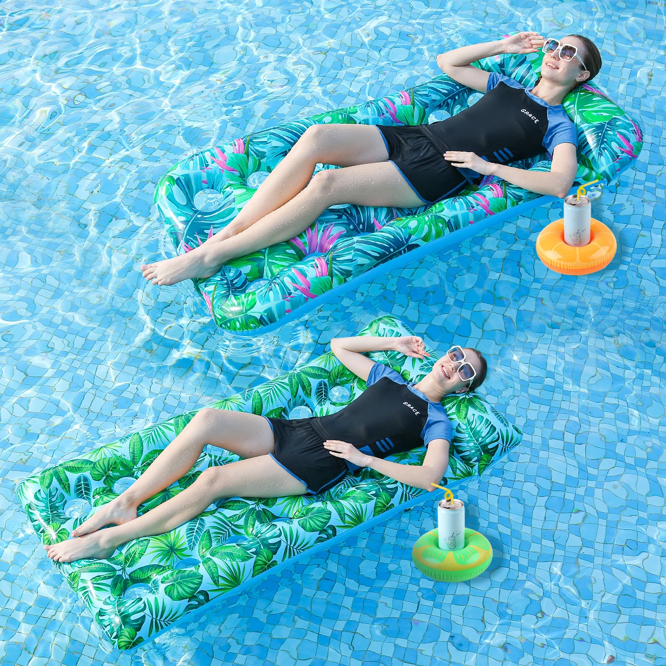 

1 шт. надувной плавающий гамак для взрослых (усиленный) + бесплатный держатель для банок и гамак с 21 отверстиями - летний водный шезлонг