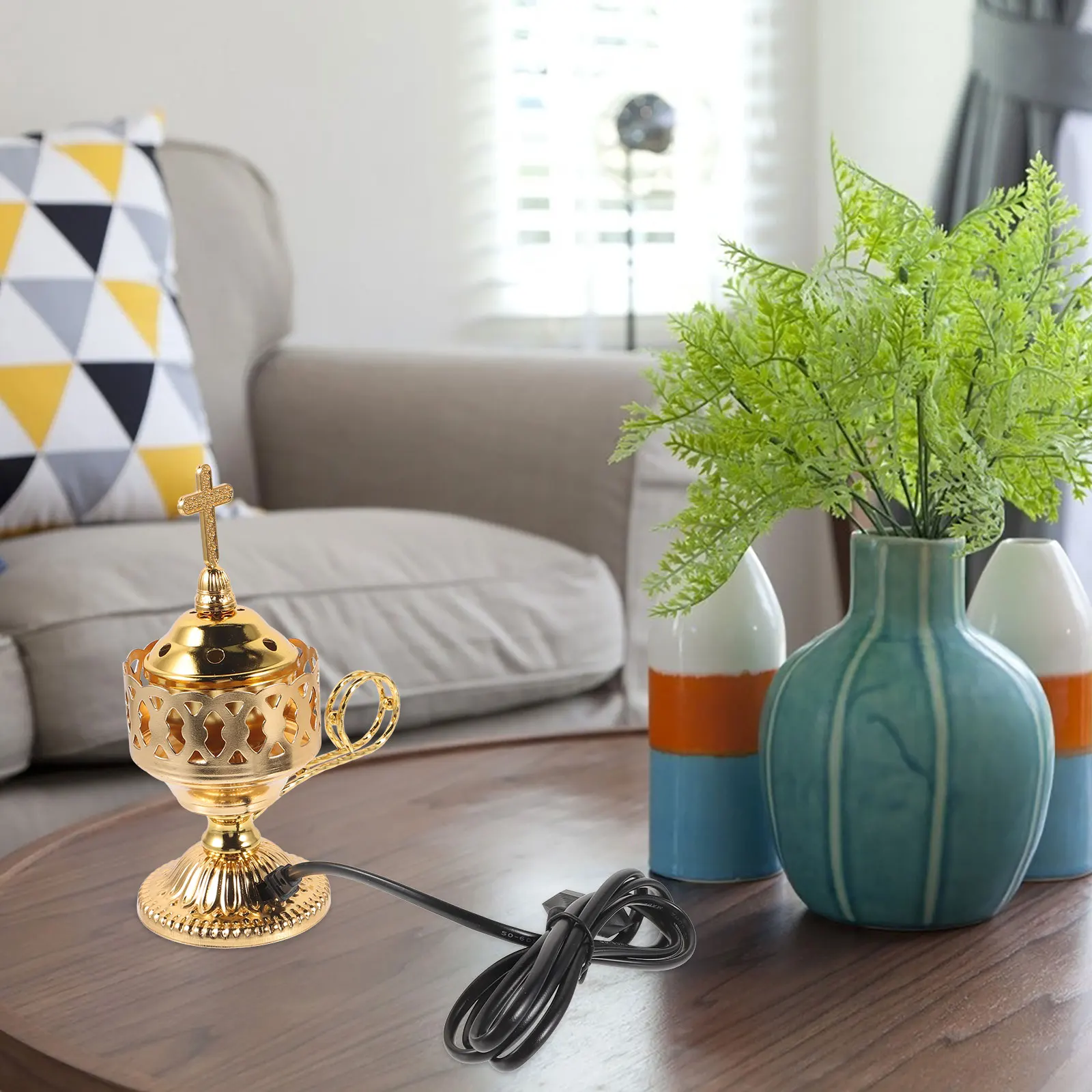 

Electric Incense Burner Iron Material Middle Eastern Style For Home Decor Desk Table Centerpiece Wedding Party Decor Living