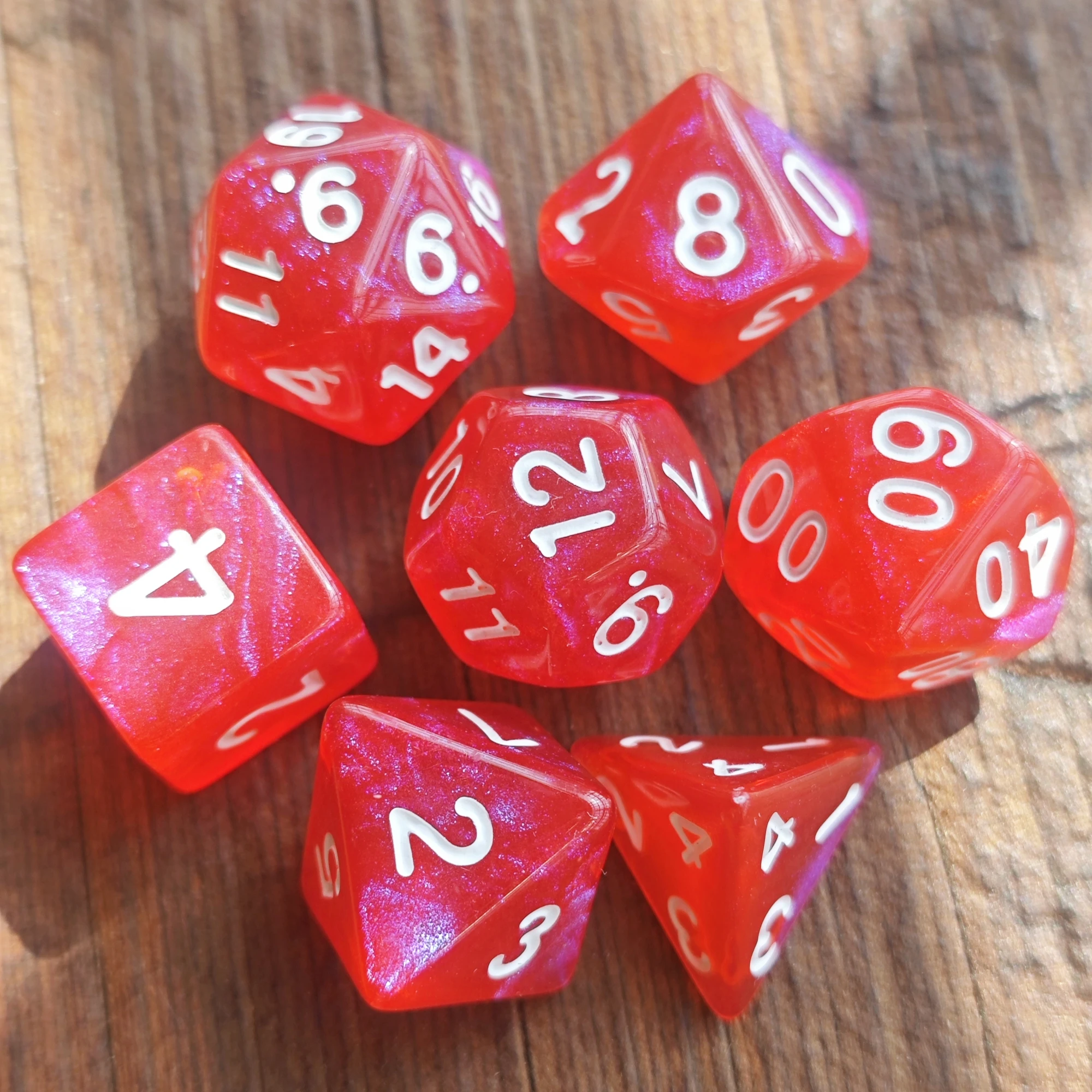 

7Pcs/Set Rose Red Galactic Dice Set D&D COC RPG Fantasy Potion Bottle Dungeons and Dragons Desktop Game