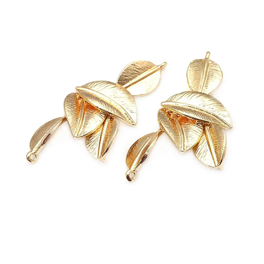 4PCS 18K Gold Color Connect Tree Leaf Charms Pendants High Quality Necklace Diy Jewelry Accessories Rosediy official-website
