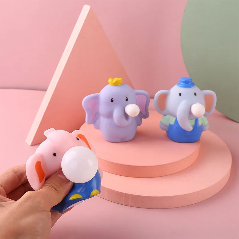 Cartoon Elephant Soft Spit Bubble Toy Cute Animal Ball Soft Sticky Squishi Stress Relief Funny Toy Squeeze Ball Sensory Fidget