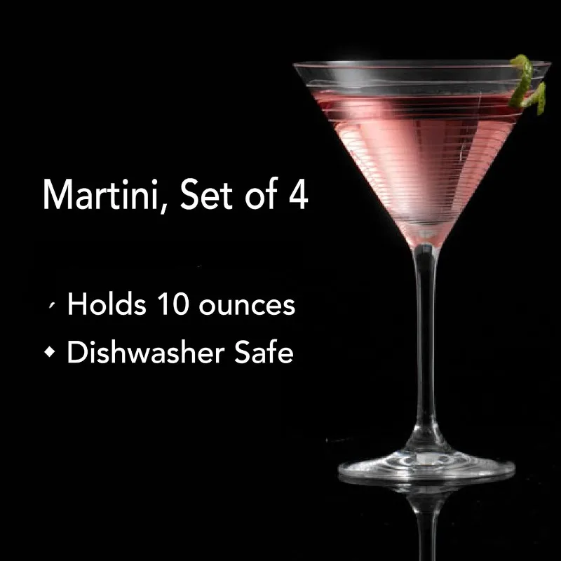 Cheers Martini Glass, 10-Ounce, Set of 4