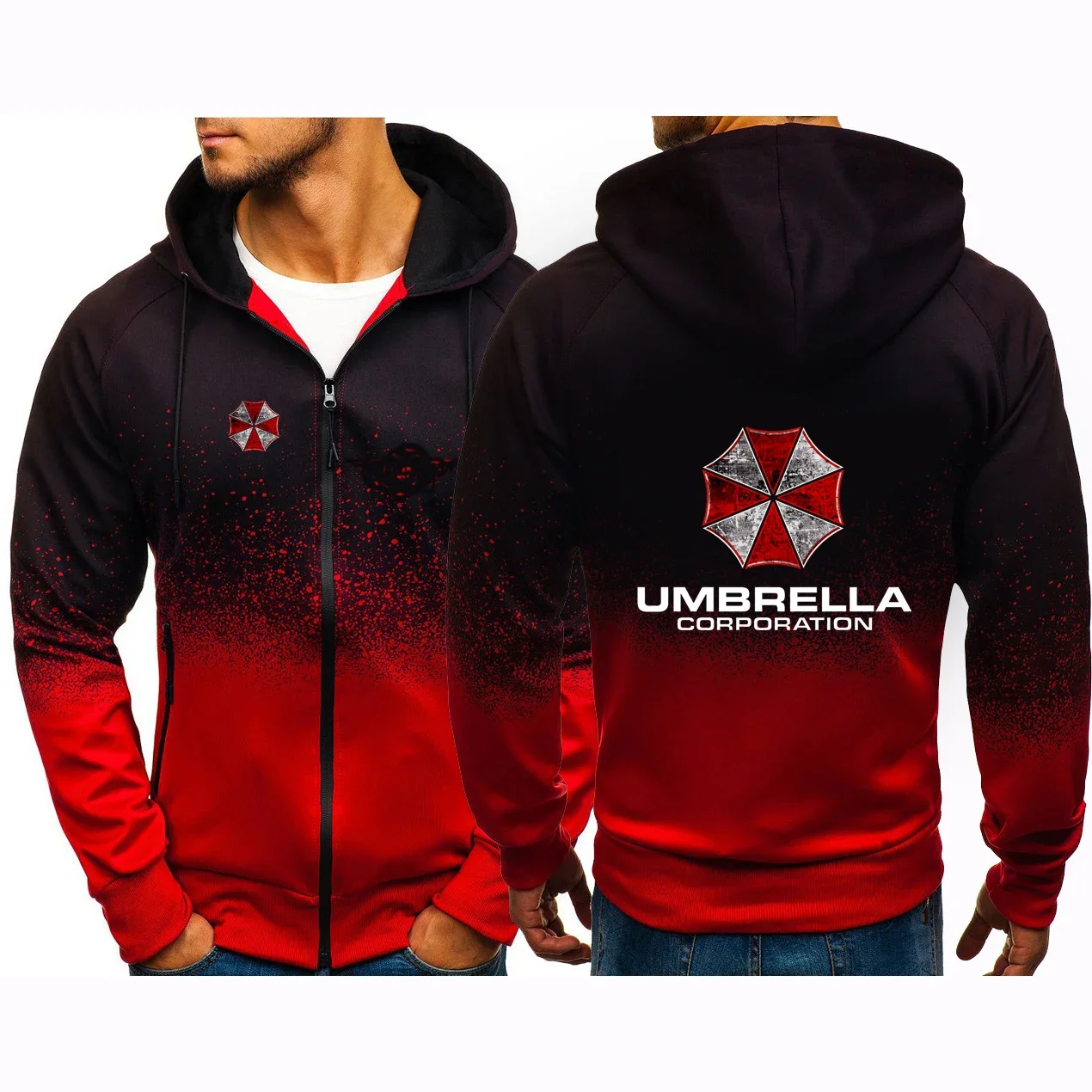 New Gradient Umbrella Corporation Sweatshirts Harajuku Hoodies Zip Pullover Handsome Men Cotton Clothing Jackets Coat Top