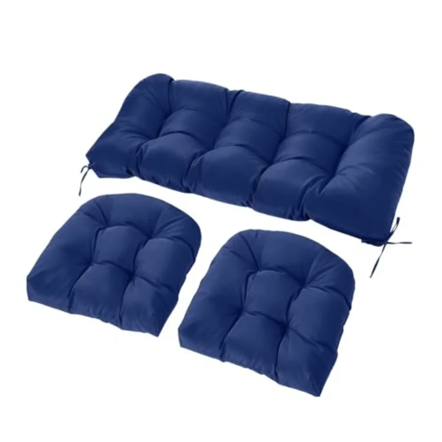 

Wicker Chair Cushions Set, 2 U-Shaped Cushions and 1 Loveseat, Waterproof Outdoor Loveseat Cushion for Patio Furniture, Settee