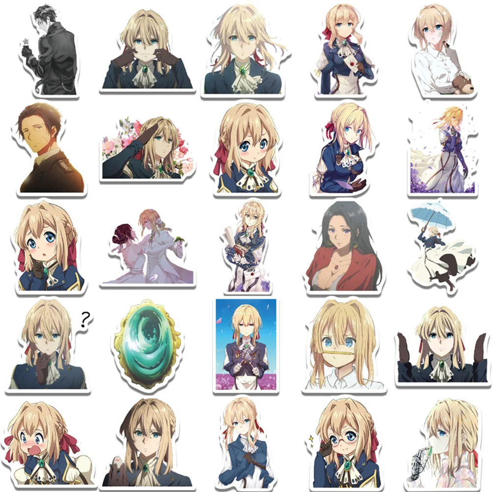 10/30/50PCS Animated Violet Evergarden Graffiti Personality Trend Guitar Sticker Water Cup Computer Suitcase Sticker Wholesale