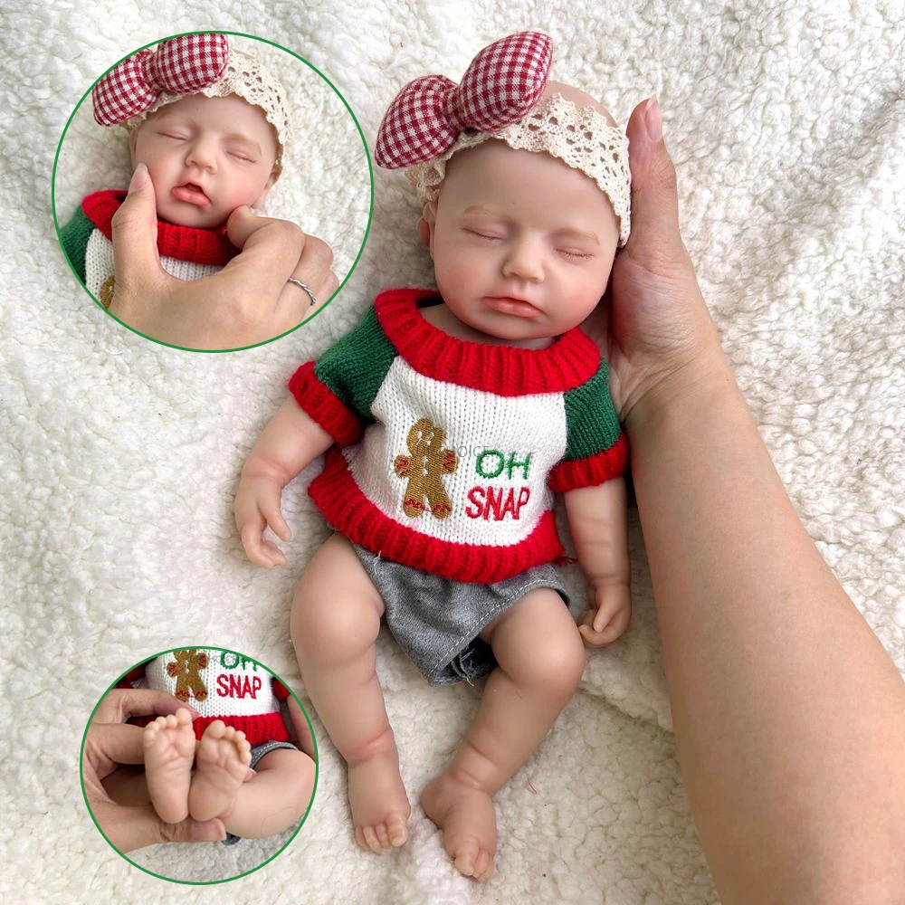 

12Inch Silicone Reborn Girl Handmade Painted Bebe Can Open Mouth Soft Touch Feeling Washable Newborn Baby Doll Christmas Gift
